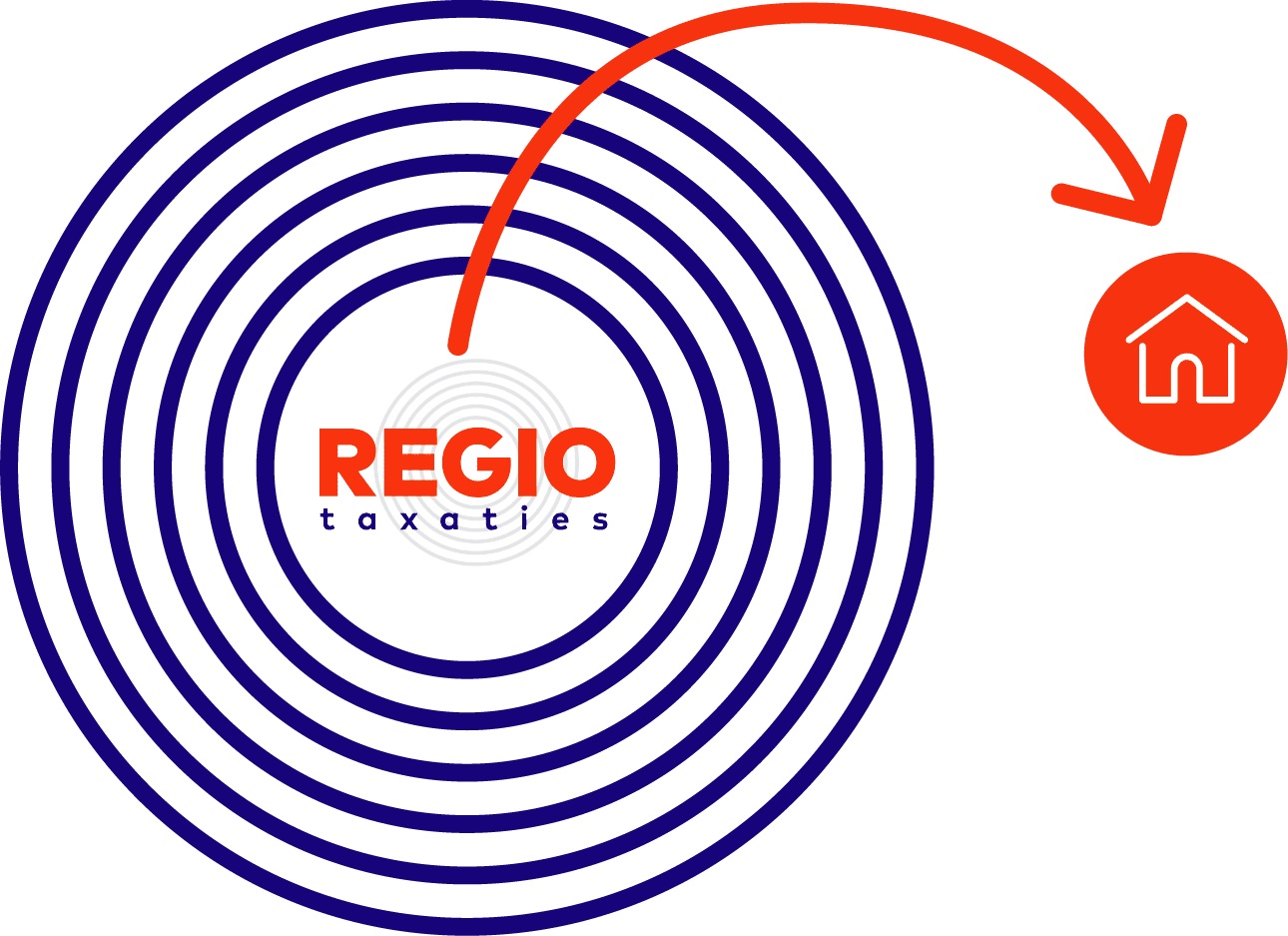 Kaart van het werkgebied van Regio Taxaties
